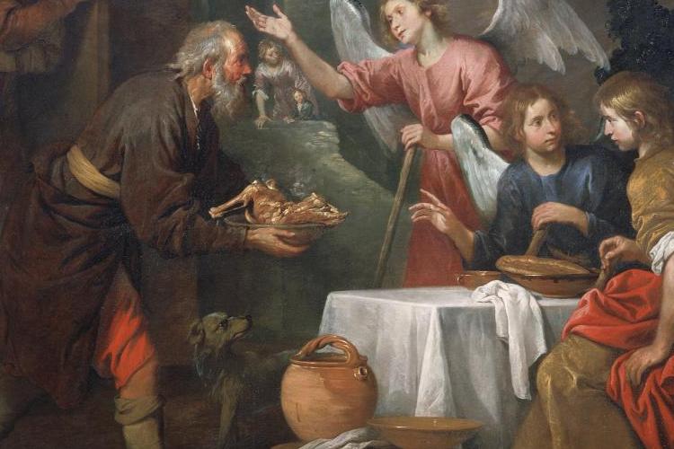 Giovanni Andrea De Ferrari (1598-1669), Abramo e i tre Angeli (Abraham and the three Angels), olio su tela, Saint Louis Art Museum