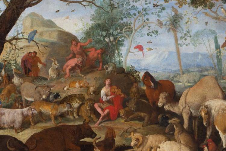 Sinibaldo Scorza (1589- 1631), Orfeo incanta gli animali, olio su tela