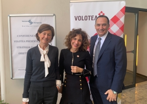 Alessandra Bonetti, ceo “Valerio Catullo” Airport, Valeria Rebasti, international market director Volotea, Camillo Bozzolo, commercial director aviation of the Save Group