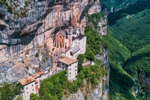 Trekking to the Sanctuary of the Madonna della Corona in the province of Verona